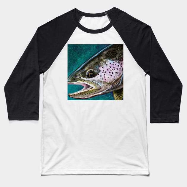 The Steelhead Trout Baseball T-Shirt by fishweardesigns